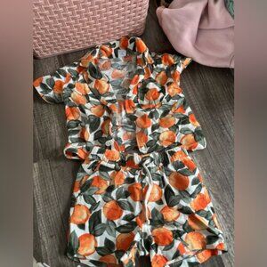 Old Navy Orange and Green Leaf Print Fabric
